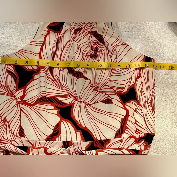 🛍️ANN TAYLOR‎ Cream and orange halter dress size Mp. - Picture 12 of 14